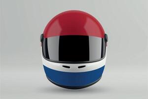 Front view of racing helmet featuring Netherlands flag colors vector
