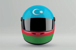 Front view of racing helmet featuring Azerbaijan flag colors vector