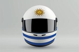 Front view of racing helmet featuring Uruguay flag colors vector