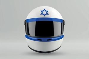 Front view of racing helmet featuring Israel flag colors vector