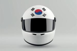 Front view of racing helmet featuring South Korea flag colors vector