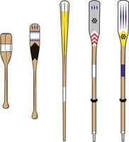 various types of wooden oars with various colors vector