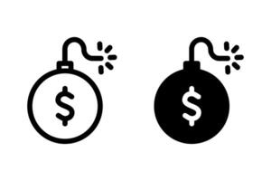 bomb with a dollar icon set. representing financial risk, crisis, or opportunity. Suitable for finance, debt, investment, and economic themes vector