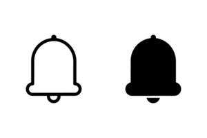 Notification bell icon set. Perfect for web design, mobile app development, user interface design, and any project requiring a clear and recognizable notification symbol. Black and white vector