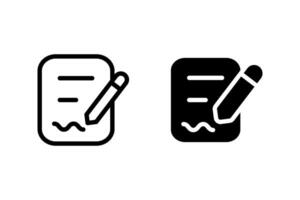 document with a pen icon set. perfect for representing concepts like writing, signing, editing, paperwork, and business. Ideal for use in web design, presentations, and other creative projects vector