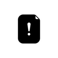 exclamation point on a document or page icon. Represents warning, error, problem, or urgent information vector