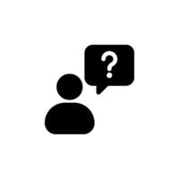 person with question mark speech bubble icon. Suitable for concepts related to questions, help, support, FAQs, and problem solving vector