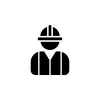 Construction worker wearing hard hat and vest. Represents professions, building, labor, and safety. Suitable for use in website design, mobile apps, infographics, and other graphic design projects vector