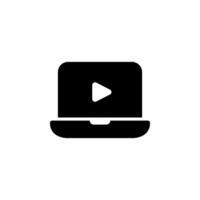 Laptop with a play icon. representing , online content, streaming, or media. Suitable for web design, app icons, and digital marketing materials. vector