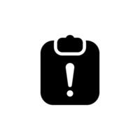 Clipboard with exclamation mark icon. Represents urgent tasks, important notices, warning, or alert. vector