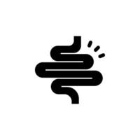 intestine with pain indicator. Represents digestive health, bowel issues, inflammation, and medical problems related to the gut. color editable vector