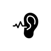 Ear with sound waves, representing hearing, listening, or hearing impairment. Ideal for medical, health, and accessibility. vector