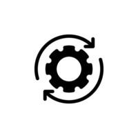 gear with circular arrows icon, representing refresh, update, maintenance, or process vector
