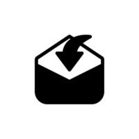 Email inbox icon featuring envelope with downward arrow indicating incoming messages vector