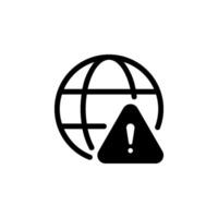 globe with an error triangle icon. symbolizing website connection issues, server problem, or general online failure vector