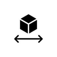 Dimension icon. Cube with Arrows, representing dimension, size, measurement. Ideal for product specifications, packaging, or technical documentation. vector