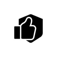 thumbs up inside shield. Represents concepts like approval, security, safety, protection, positive feedback, agreement, and quality assurance. Useful for website design, app icons. vector