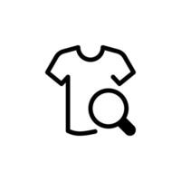 T shirt with a magnifying glass icon, representing finding or searching for clothing. Ideal for e-commerce, fashion apps, or retail websites. vector
