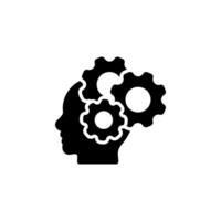 Head with Gears icon. representing the thinking process, problem-solving, and mental activity. Suitable for ideas, innovation, intelligence, and brainstorming. vector