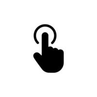 Hand with index finger touching or pressing a button. Ideal for web design, mobile apps, user interface elements. vector