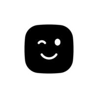 Winking square emoji. sticker icon Represents playful expression, positivity, and digital communication vector