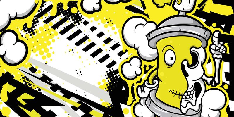 Abstract pattern background with cartoon spray paint object pattern