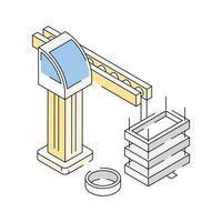 Construction tower lifting material, icon designed in isometric style vector