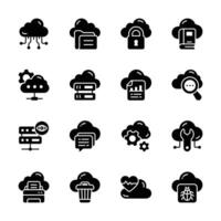Get a glimpse of our handy cloud computing glyph collection vector
