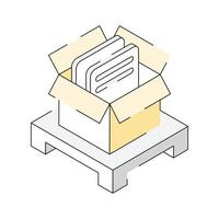 Ready to use isometric icon showing open package vector