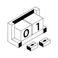 Ready to use isometric outline icon showing worker day. vector