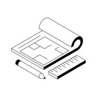 Visually engaging isometric icon showing architectural design. vector