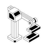 A handy isometric outline icon of building crane tower. vector