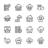An outline collection of cloud technology icons, ready for premium use vector