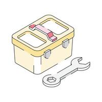 Grab this amazing isometric icon showing toolbox vector