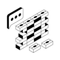 Easy to edit icon of masonry designed in isometric style. vector