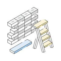 A captivating isometric style icon of brickwork with ladder vector