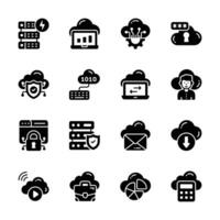 A glyph collection of cloud technology icons, ready for premium use vector