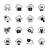 Get a glimpse of our handy cloud computing glyph collection, vector