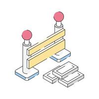 Visually appealing isometric outline icon of construction barrier vector