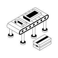 Easy to edit isometric icon showing conveyor belt. vector