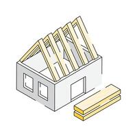 Easy to use isometric outline icon of home construction vector