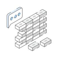 Easy to edit icon of masonry designed in isometric style vector
