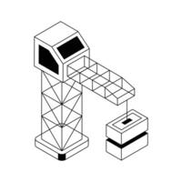 Get a sight of this modern isometric lifting crane tower icon. vector
