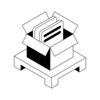 Ready to use isometric icon showing open package. vector