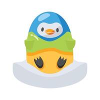 Easy to edit 3d style icon showing penguin plush toy vector