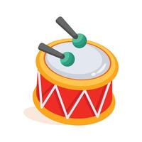 A captivating 3d style icon showing kids drum toy with sticks vector