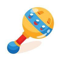 Get this amazing 3d style icon of musical rattle vector