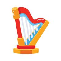 Easy to edit 3d style icon showing harp toy vector
