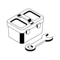 Grab this amazing isometric icon showing toolbox. vector