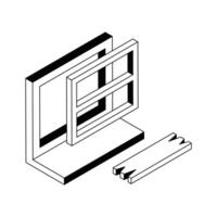 Window installation icon creatively designed in isometric style. vector